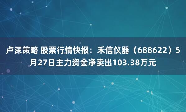 卢深策略 股票行情快报：禾信仪器（688622）5月27日主力资金净卖出103.38万元